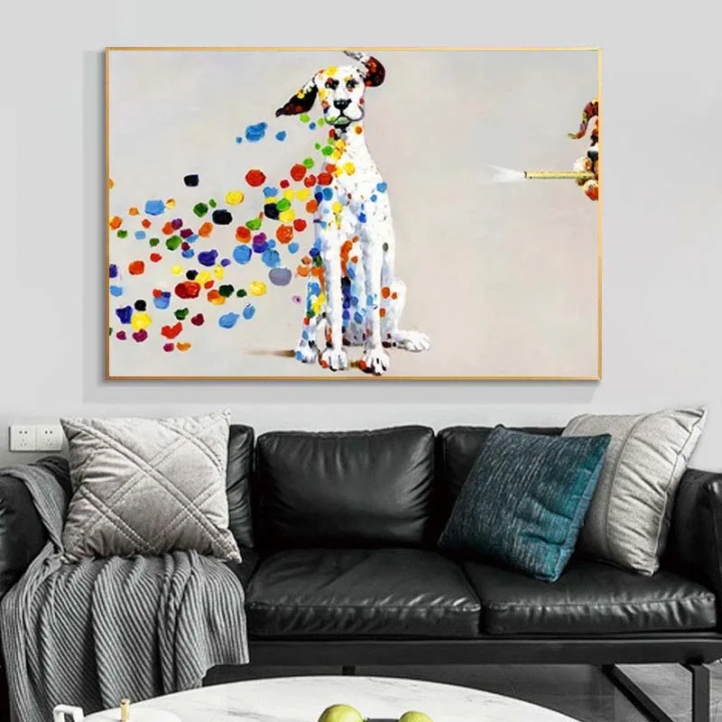 

Wall Art Canvas Print And Posters Animal Painting Picture For Living Room Modern Home Decoraion Oil Colorful Dog No Frame