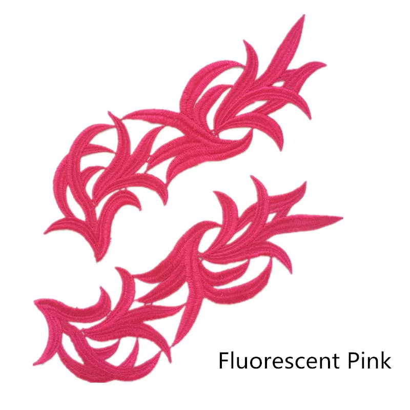5 pairs fluo pink Zsbszc 5 пар белая черная флуоресцентная цветная Цветочная кружевная ткань для шитья свадебного платья аппликация, кружевная нашивка/смешанная партия DA008 - Цвет: 5 pairs fluo pink