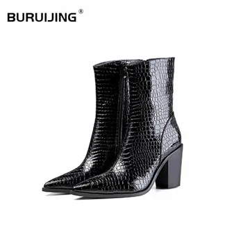 

Fashion Elastic Boots Women 2020 Pointed Toe Chunky Heels Boots Sexy Boots Thick Heel