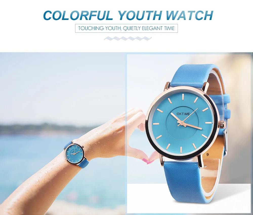 

women watches Retro Rainbow Design Leather Band Analog Alloy Quartz Wrist Watch reloj mujer z28