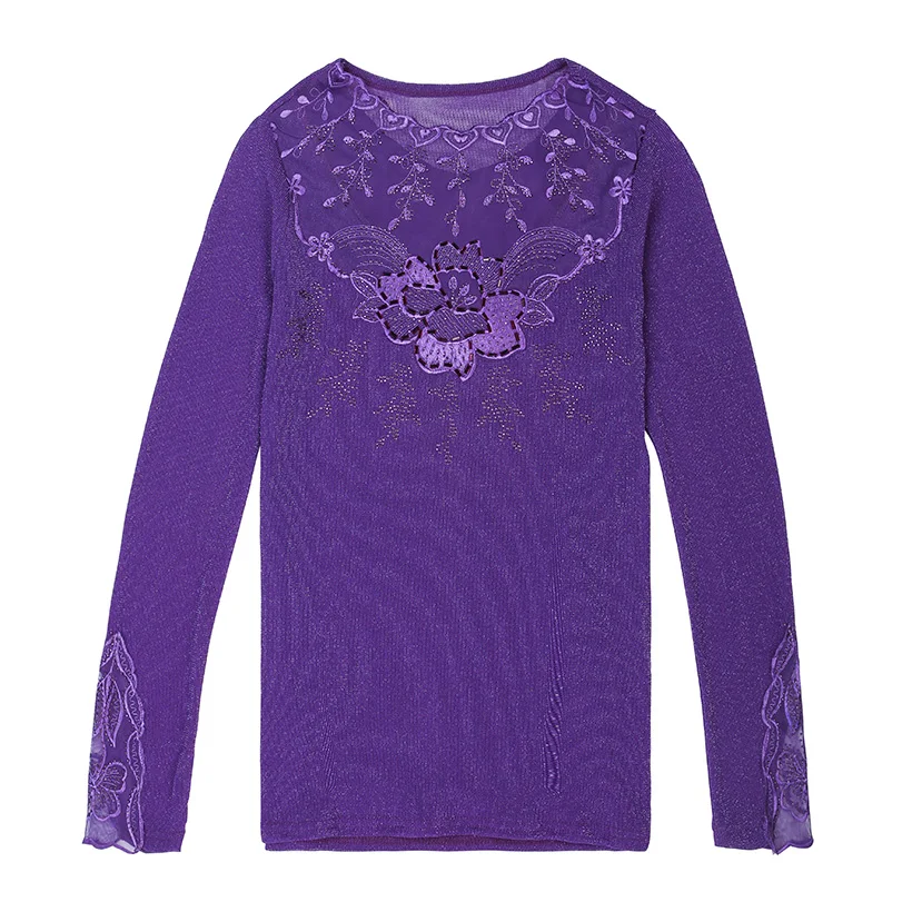 Женские blusas mujer de moda Осенняя Сетчатая футболка с длинными рукавами модная повседневная открытая футболка Женские топы и рубашки