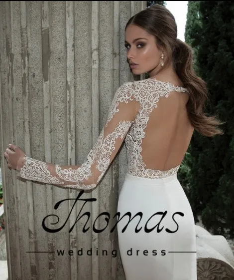 Robe de soiree белый длинный рукав Горячая сексуальная открытая спина vestido de festa свадебное платье с аппликацией платья для матери невесты