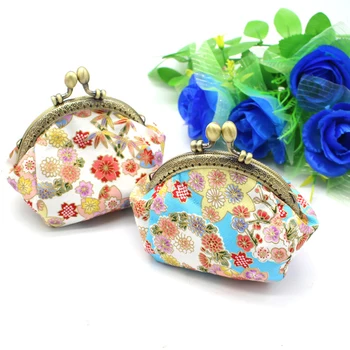 

1PC 2020 Hot Cotton Fabric Pocket Purse Japanese Style Printed hand-made Gold Bag Lady Portable Small Purse Mini Wallet