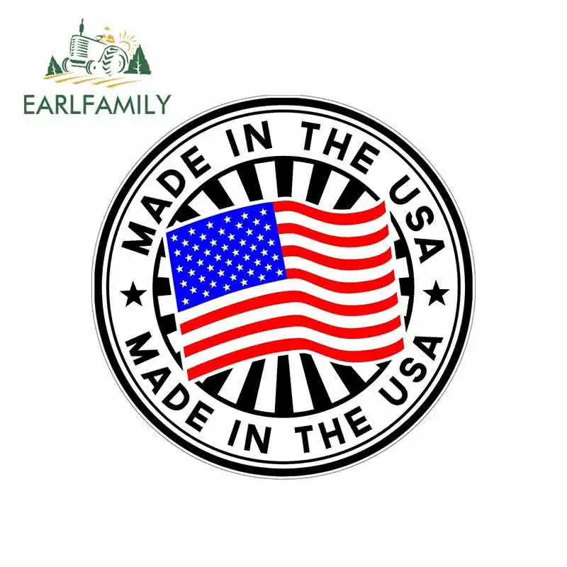 

EARLFAMILY 13cm x 12.9cm for Piece Small Outdoor Durable Made In The USA Flag Car Stickers Vinyl Helmet RV VAN Car Accessories