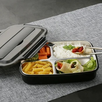 

Stainless Steel Lunch Box Containers with Compartments Portable Leakproof Bento Food Container with Tableware