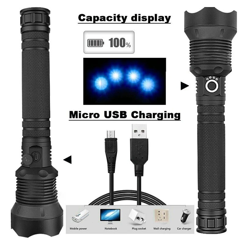 Светодиодный фонарик USB Перезаряжаемый высокой яркости высокой мощности Zoom факел для кемпинга N66