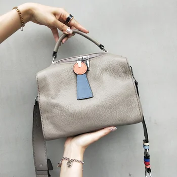 

Ellacey New 2020 Brand Fashion Pillow Bag Genuine Leather Women's Bags Leisure Handbags Cow Leather Shoulder Crossbody Bag