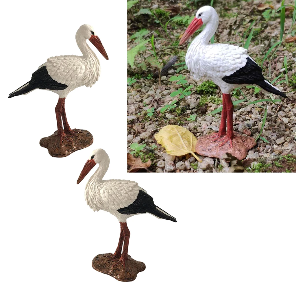 Set of 2 Crane Garden Statues, Durable Outdoor Sculptures Make Great Home Decor