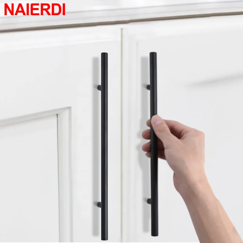 Brushed Gold Straight Door Handle Cabinet Handles Stainless Steel Black Kitchen Cabinet Knobs Furniture Hardware Furniture Handles