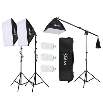 

Professional Photo Studio Kits 65W Photo Studio Photography 3 Soft Box Light Stand Continuous Lighting Kit Live Broadcast Props