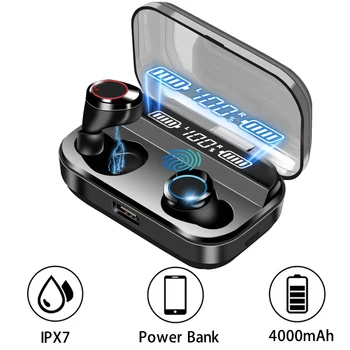 

IPX7 Waterproof Wireless Charging Headphone In-ear Bluetooth Earphone V5.0 TWS 4000mAh Power Bank Sport Mini Earbuds For xiaomi