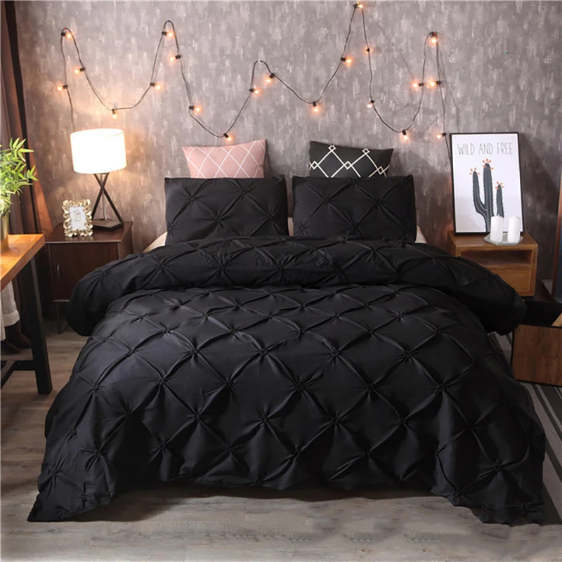 2/3Pcs Home Duvet Cover Queen Bedding Set 3d Solid Color Quilt Covers Winter Simple Comfortable Bed Line Set With Pillowcase