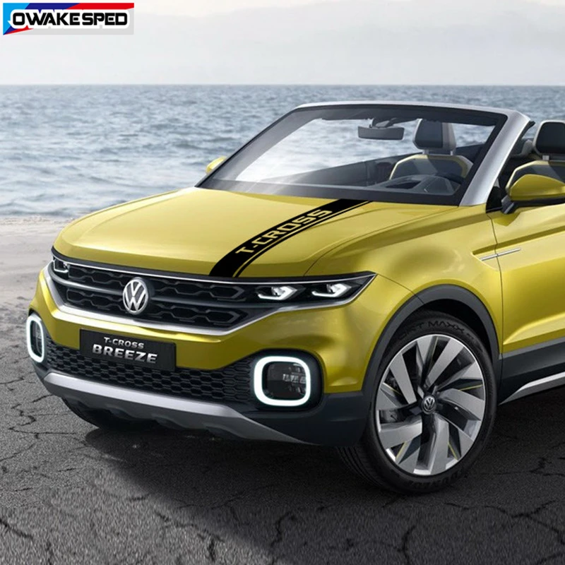 Sport Stripes Car Hood Bonnet Sticker For Volkswagen-VW T-cross R line Auto Engine Cover Decor Vinyl Decals (4)