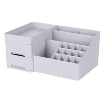 

Desktop Cosmetic Makeup Organizer With 2 Drawers Cosmetic Storage Boxes For Lipsticks, Lotion Bottle Sundries Storage Basket