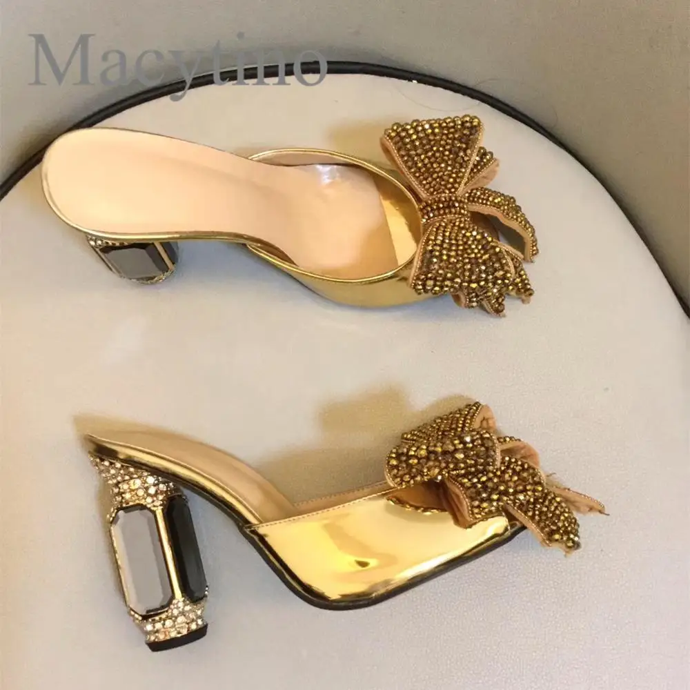 gold leather mules
