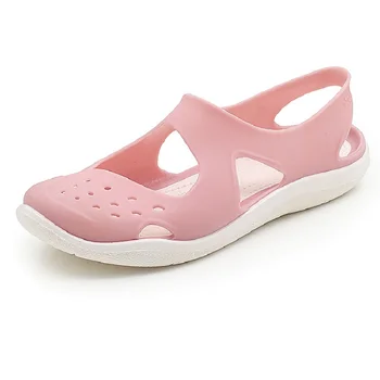 

2019 new women's wild non-slip student soft bottom jelly Baotou beach sandals hole set foot soft plastic women's sandals