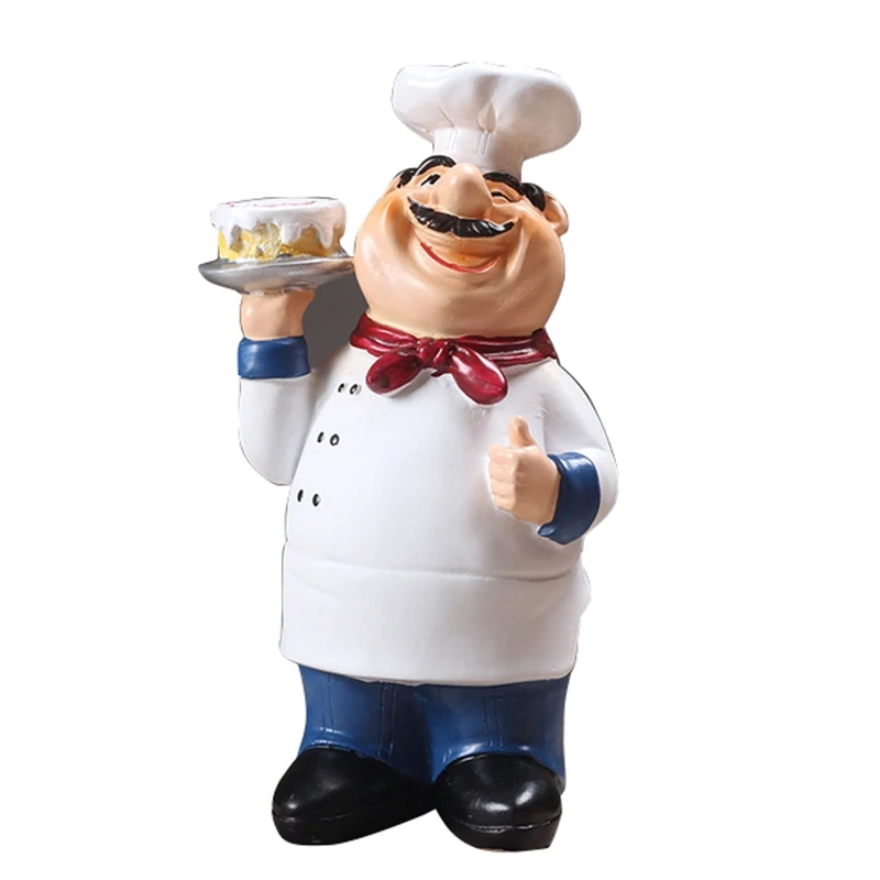 

Retro Chef Model Ornaments Resin Crafts Mini Chef Figurines Home Kitchen Restaurant Bar Coffee Decor-C
