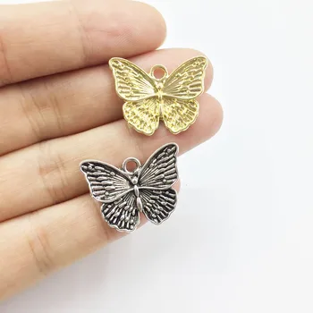 

Eruifa 10pcs 18*24mm Pretty Butterfly gold/Silver plated Zinc alloy Charms Pendant Jewelry DIY Necklace 2 colors