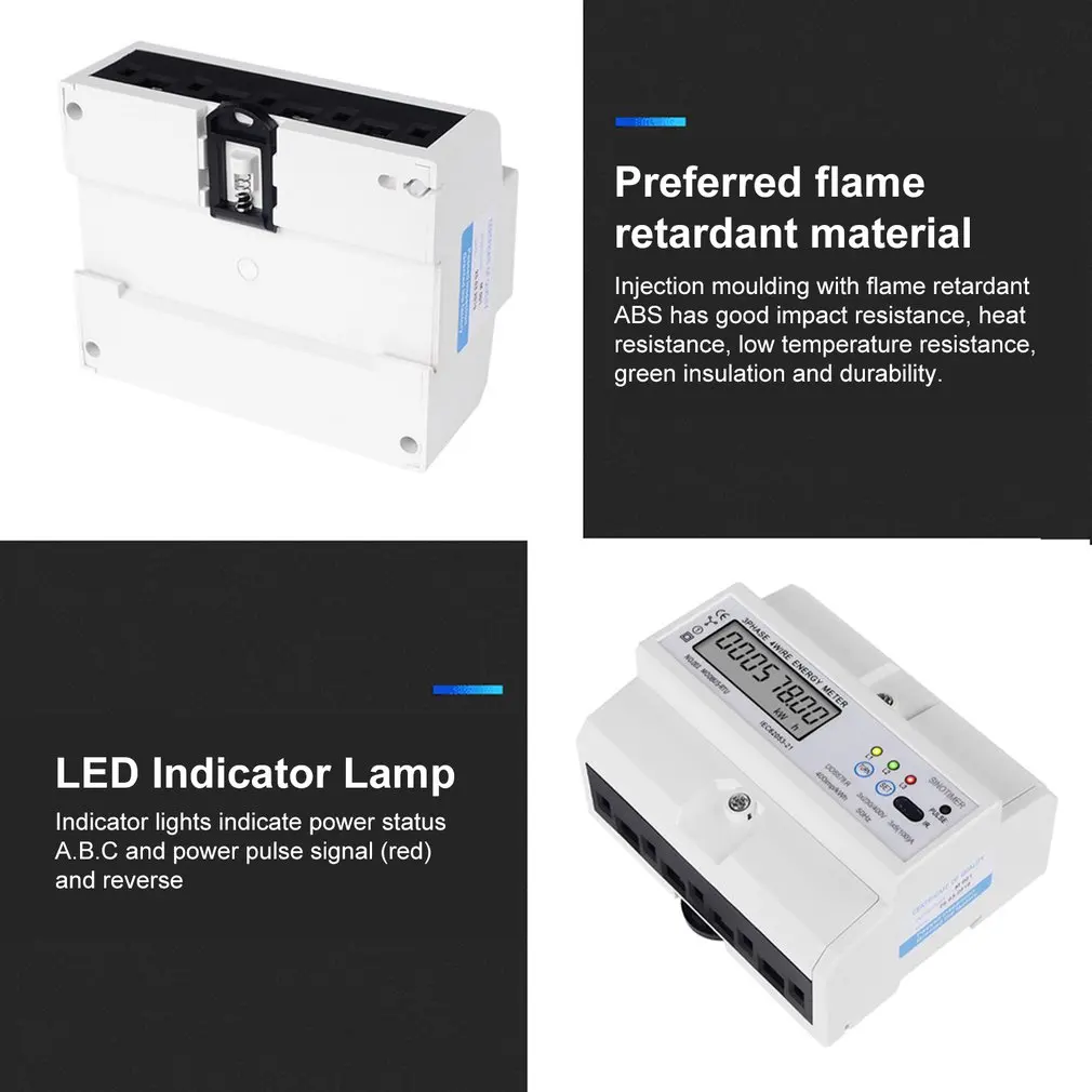 SINOTIMER RS485 Modbus Rtu din-рейка 3 фазы 4 провода ЖК-цифровой ваттметр электронный измеритель энергопотребления 380 В