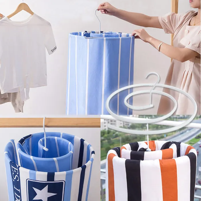 

Creative Round Drying Racks Wall Hook Spiral Sun Quilt Storage Rack Rotate Save Space Closet Organizer Multi-function Hangers