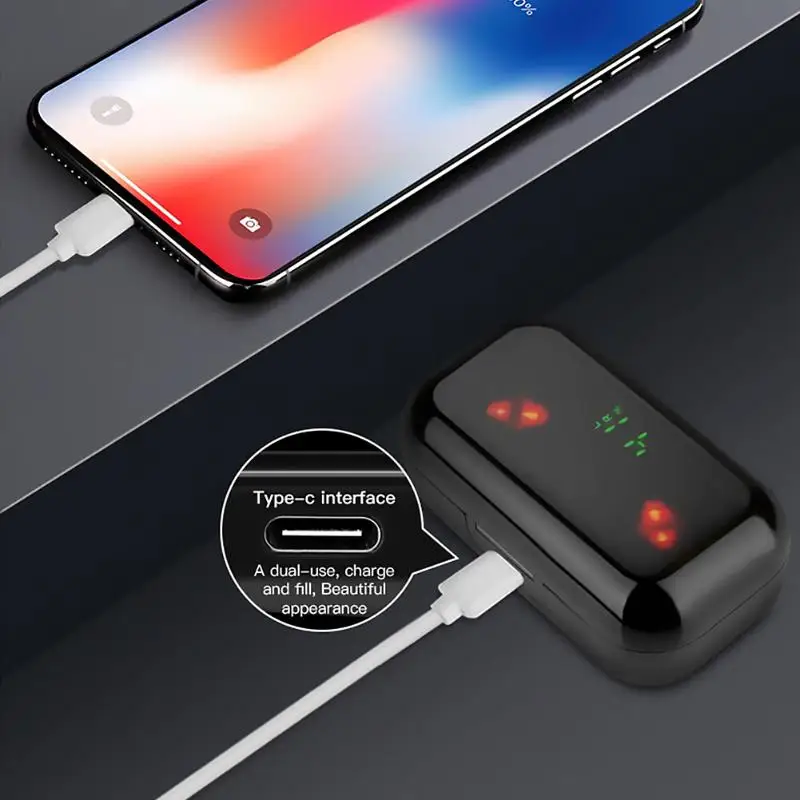 F6 Ture Wireless Bluetooth TWS Earbuds Stereo Wireless Earphone w 2000mah Charging Box Sport Mini Wireless Headset for Xiaomi