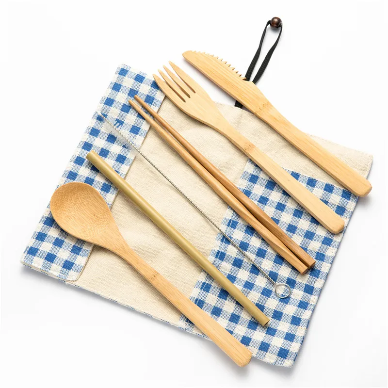 

Eco-friendly Portable Tableware Set Wood Cutlery Spoons Bamboo Flatware Set Fork Spoon Knife Wooden Utensil Dinner Sets