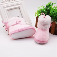 Infant Newborn Baby Boy Girl Winter Fur Snow Boots With Bow Tie Warm Shoes Mid-tube Booties 2