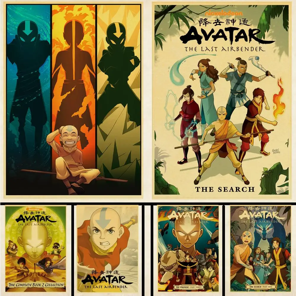 Anime Avatar The Last Airbender retro poster kraft paper material decorative painting decoration living room bedroom bar cafe .