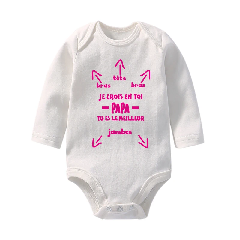 Baby Bodysuit Papa Tu Es Le Meilleur Funny Cotton Long Sleeve Infant Rompers Boys Girls Father's Day Gifts
