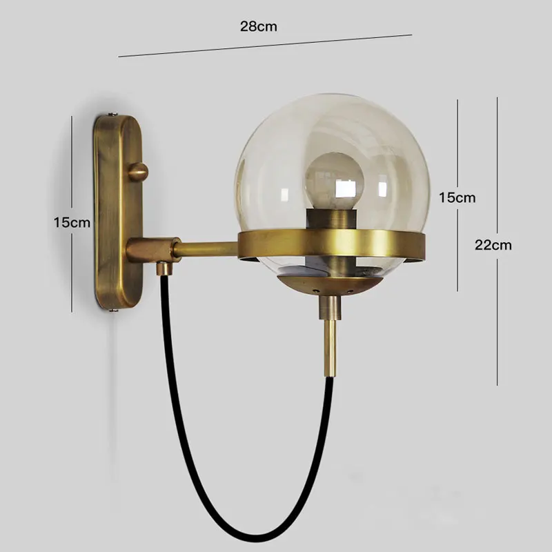 Современный стеклянный настенный светильник, скандинавский черный золотой настенный светильник, светильники, промышленный декор
