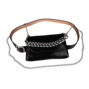 

Concave Rectangular Bag, Metal Chain Chain Crossbody Bag, Detachable Belt