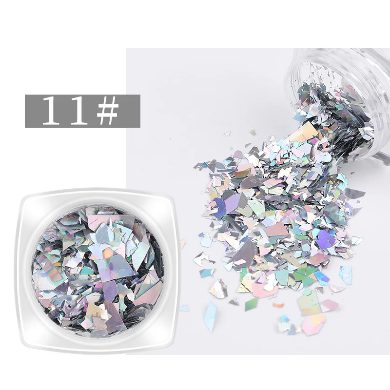 Color 11 PinPai неправильной формы стеклянный блестящие, дизайн ногтей блеск украшение из фольги для ногтей блестки маникюр Советы блестки ногти DIY дизайн порошок - Цвет: Color 11