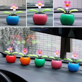

1PC Solar Powered Dancing Flower Flip Flop Leaves Car Display Dashboard Toy Gift Home Figurines & Miniatures Decoration
