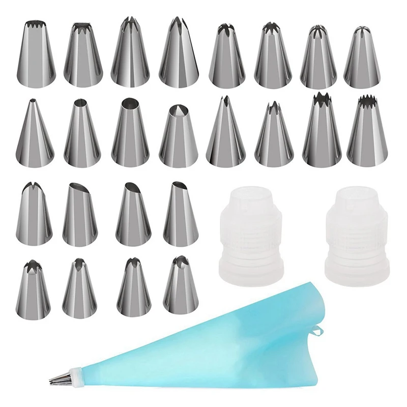

42 Pcs Cake Decorating Tips Set Stainless Steel Icing Piping Nozzles DIY Household Baking Tools Reusable Pastry Bags Couplers