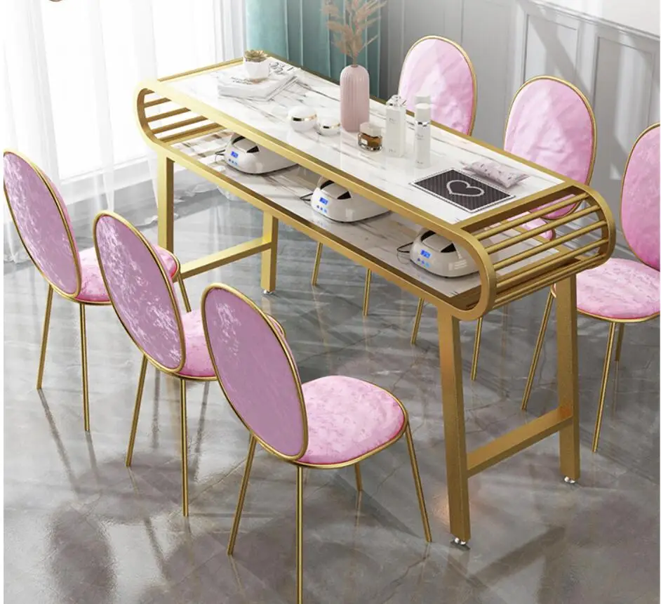 Manicure table and chair set special price economical net red Nordic style manicure table single double simple imitation marble online celebrity luxury nail art table and chair set marble iron nail art table single double three economical