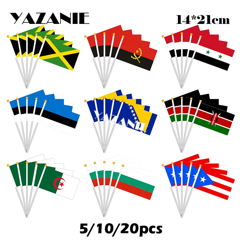 YAZANIE 14*21cm 5/10/20pcs Jamaica Angola Syria Estonia Bosnia and Herzegovina Kenya Algeria Bulgaria Puerto Rico Hand Flag