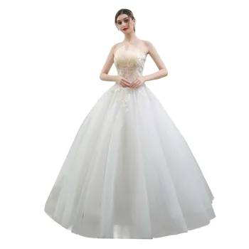 

Simple Elegant Wedding Dress 2020 New Mori French Tube Top Bride Female Slim and Simple Wedding Dress Go Out and Light Yarn