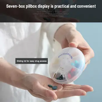 

7 Days Portable Travel Pill Box One Week Medicine Volume Button Rotating Storage Box Vitamins Candy Medicine Storage Box