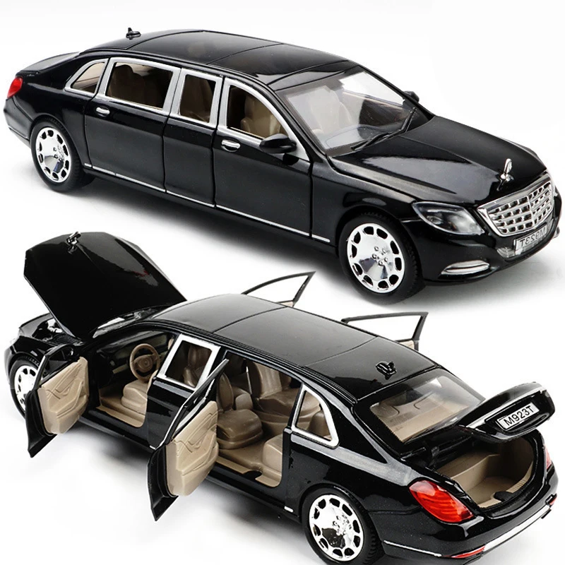 Beste 124 S600 Limousine Diecasts   Toy Voertuigen Metalen Legering 6 Open Deur Model Auto Met Lichten En Geluiden Speelgoed Voor kinderen Geschenken