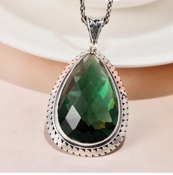 

925 Sterling Silver & crystal Elegant drop wedding party women pendant Charm (without chain) A4448