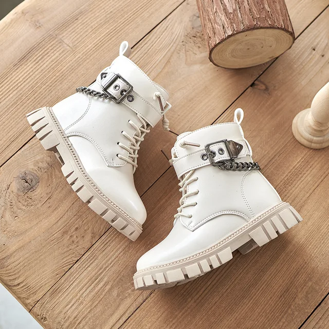 Botas modernas de estilo Martin para niños y niñas, botas negras de  motocicleta con Cadenas de Metal, botas escolares de goma para guardería| Botas| - AliExpress