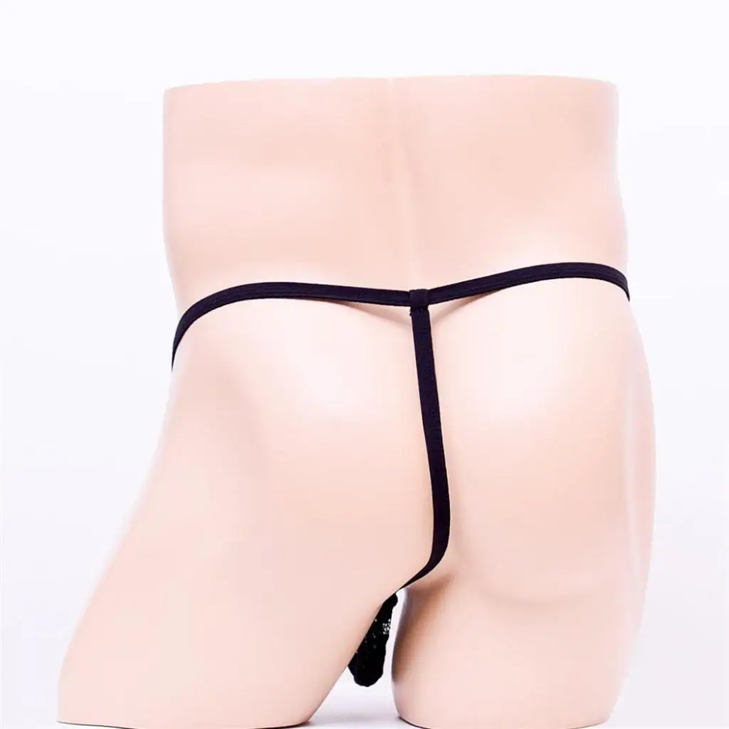 Mens Sexy Lace Mini Pouch G-string Briefs Underwear Low-rise G-String Backless Bulge Pouch Briefs T-back Thong Underpants