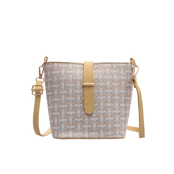 

2020 new fashion bucket bag Shoulder bag rattan Handbags for Women Vintage luxury Black medium Female handbags Phone bag