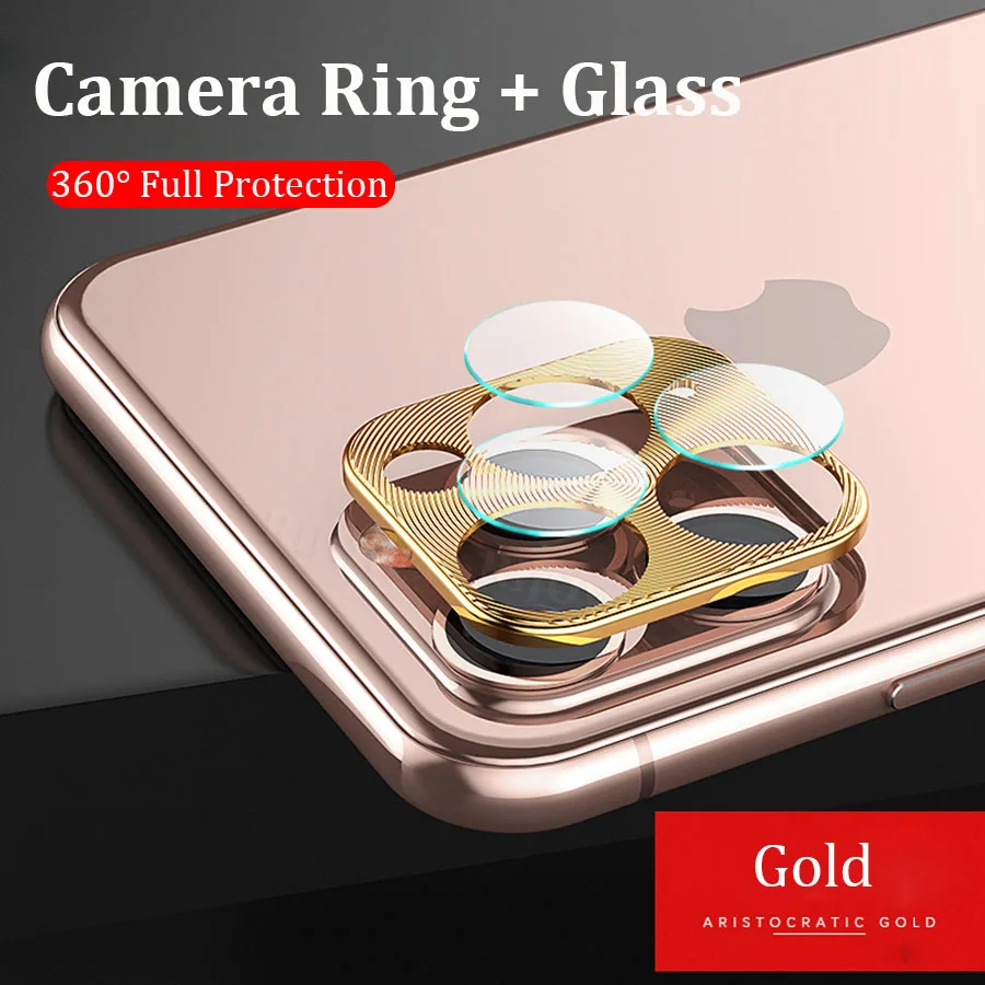 gold and glass Защитная пленка для объектива камеры для iPhone 11 Pro Max, стеклянная металлическая настоящая Защитная крышка для камеры для iPhone11 Pro Max, стеклянная крышка - Цвет: gold and glass