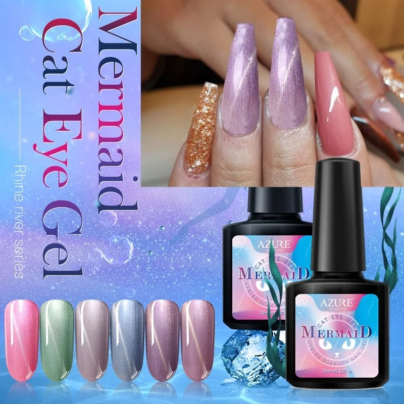 10 мл Русалка кошачий глаз лак для ногтей УФ гелевый бампер Жемчужный Цвет гель Эмаль лак для ногтей для использования с магнитом светодиодный Полупостоянный светильник