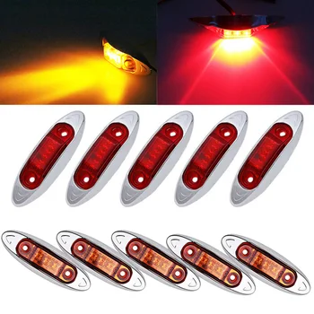 

Universal Lights 10pcs Truck Tail Trailer Lamp 3Leds Amber+Red 4" Side