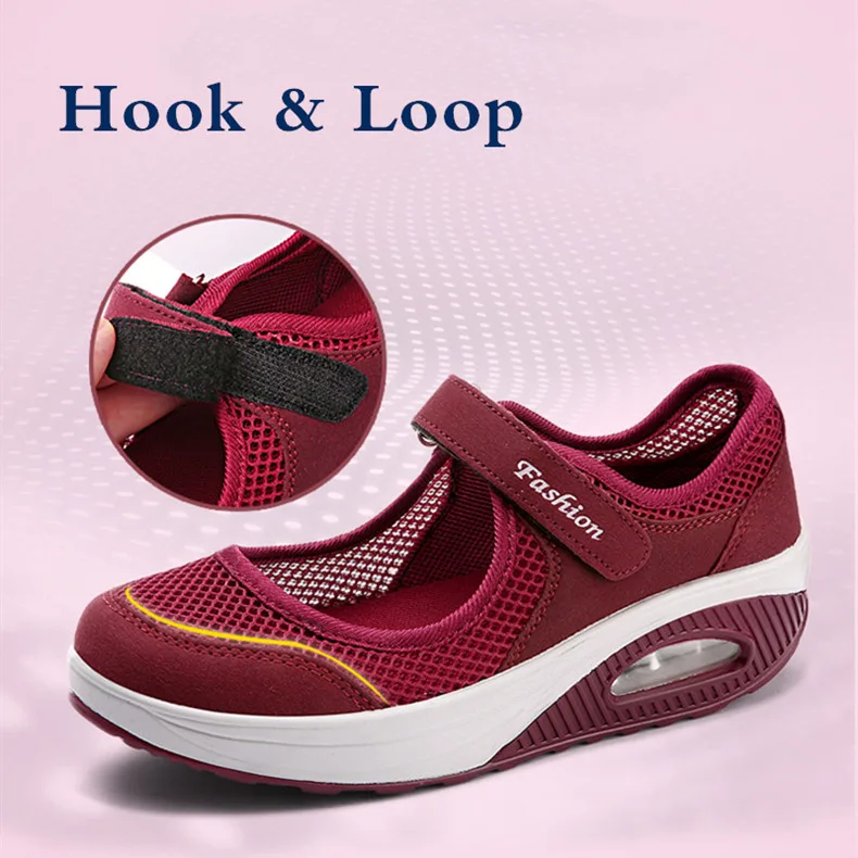 STS Brand 2019 New Fashion Women Sneakers Casual Air Cushion Hook & Loop Loafers Flat Shoes Women Breathable Mesh Mother's Shoes (4)
