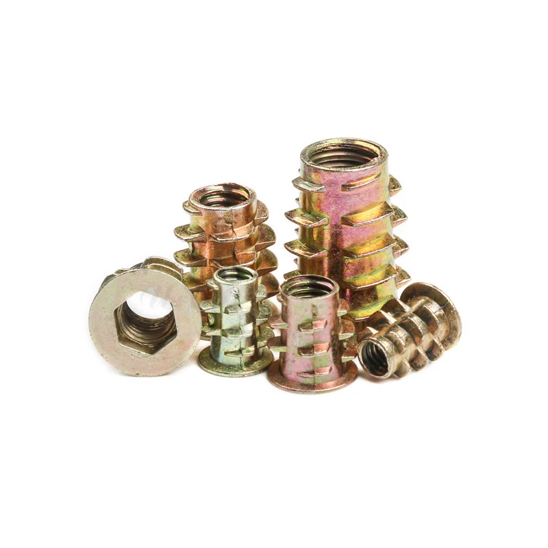 Zinc Alloy Thread 50Pcs For Wood Insert Nut M4 M5 M6 M8 Flanged Hex Drive Head Furniture Nuts Kit Bolts And Nuts