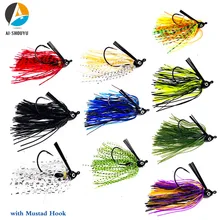 

AI-SHOUYU 2pcs/lot 7g/10g/14g Jig head sharp fishing hook with silicone skirt bass pike outdoor jigging fishing lure Accessories