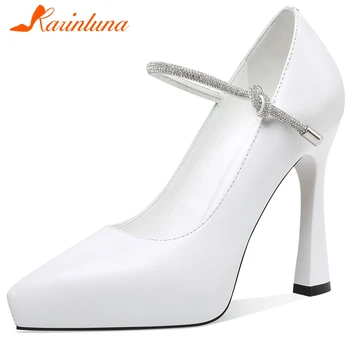 

KARINLUNA Brand New Ladies 2020 Party Ol Sexy Platform Pumps High Heels Pumps Women Mary Janes Genuine Leather Shoes Woman